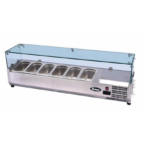 Atosa ESL3882 countertop salad bar, 1415×335×460mm, stainless steel, static cooling, GN 1/3 ×6, Australia